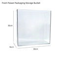 Transparent acrylic rectangular flower bucket for florist display with 30x30x16cm dimensions - Acrylic Storage Bucket (No Letters)