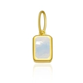 Elegant gold rectangle pendant featuring a moonstone-effect gemstone with a lobster clasp - 18K Gold-June