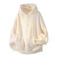 Cream white chunky knit oversized hoodie sweater with drop shoulders and a large pocket - S / Off White