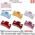 Lot de 7 pinces à cheveux transparentes colorées en couleurs mixtes pour queue de cheval - 9.5cm 8-Dents Transparent Couleurs Mélangées
