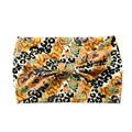 Yellow paisley and leopard print yoga headband with bow tie for women sports - Yellow Leopard Paisley Floral