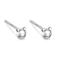 Minimalist S999 sterling silver stud earrings featuring cute polished cartoon bear heads - Little Bear Studs