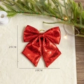 Sparkling red sequin Christmas bow decoration with gold string, 25cm x 20cm size - Red 20x25CM
