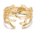 Double-layered gold coral cuff bracelet with irregular organic lines and matte finish - Coral Irregular Lines (SZYS-008HJ-J)