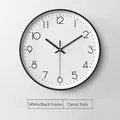 Orologio da parete bianco minimalista con cornice nera per un arredamento moderno - Bianco Cornice Nera