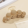 Amber transparent hair claw clip with matte beige spherical beads decorative design - Khaki