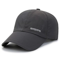 Dunkelgraue schnelltrocknende Mesh-Baseballkappe mit Laser-Belüftung und Sport-Logo - Verstellbar / Dunkelgrau