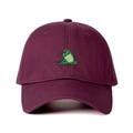 Casquette de baseball bordeaux vintage avec broderie de grenouille yoga et sangle réglable - Taille unique / Bordeaux