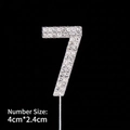 Sparkling silver crystal number 7 cake topper with rhinestones for birthday decoration - Alloy Number 7 Silver