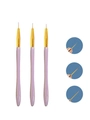 Set of 3 ergonomic purple nail art liner brushes with fine tips and golden ferrule - Dazzling Pink Handle Brush / 3pcs