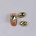 Golden teardrop nail charms with AB crystal rhinestones for bridal manicure art - Gold Base AB Color Waterdrop Main Diamond
