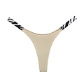 String en coton pour femme kaki avec ceinture zébrée et coupe haute sur les côtés - L / Abricot (Bande Zèbre)