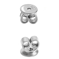 Coppia di chiusure a farfalla in argento sterling S925 con marchio 925 su sfondo bianco - Forma a Disco / 5mm Spessore / Oro bianco