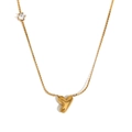 Collier plaqué or 18 carats avec pendentif coeur lettre Y et pierre de zircon - Or-Lettre Y