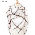 Plaid square shawl scarf in white and beige with soft fringe edges and woven texture - 140x140cm / 32# White Coffee