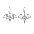 Silver bat dangle earrings for Halloween crafted from zinc alloy with intricate wing detail - 12.Bat Earrings