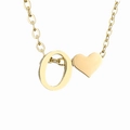 Collana con ciondolo a lettera O e cuore in oro 18 carati lucido con catena O minimalista - Lettera O - Oro