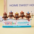 Pack of 5 cute brown bear birthday candles with party hats for cupcake decoration - Vintage Hat Bear Candle (5 Pcs)