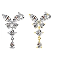 Elegant gold and silver butterfly nose rings with sparkling zircon butterfly pendants - Butterfly with Pendant L-Shape / Silver