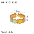 Verstellbarer Boho-Goldring mit bunten Emaille-Herzen in Blau und Gelb - Einstellbar Offen / Hellblau Grün Gelb Rosa Herz Stil (NB-R2023252)