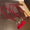 Luxury red rhinestone phone lanyard set with sparkling neck strap and connecting pad - Combination Full Rhinestone Lanyard + Round Buckle + Red Patch / Red