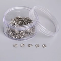 Silver hollow five-petal flower bead caps in a round clear plastic container - 7mm White K Bead Caps 500pcs