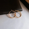 Minimalist gold hoop earrings featuring a unique frosted texture and lever back closure - 30mm Gold Frosted Texture Style (118#)