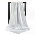 Silver-grey satin silk square scarf with elegant sheen and smooth drape on a rack - Light Grey (SD90-48-07)