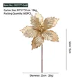 Sparkling gold 25cm velvet Christmas flower with glitter and pearls for tree decor - Diameter 25cm (with 15cm stem) / Gold