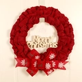 Ghirlanda natalizia in juta rossa con scritta Merry Christmas e fiocco con renne - Ghirlanda con Targa di Lettere Tipo A / Piccolo Cervo con Fiocco Rosso