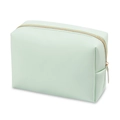 Waterproof mint green octagonal makeup bag with textured leather and gold zipper - Large / Grass Green