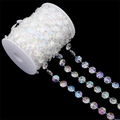 Iridescent acrylic octagonal bead chain roll for wedding decor and DIY jewelry making - Bulk 14x14mm AB Color 17m/Roll