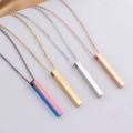 Minimalistische vertikale Stabanhänger-Halsketten in Silber, Gold, Roségold und Regenbogen - Mit Schutzfolie (DH011) / Stahlfarben