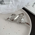 Elegant silver S-curve hair claw clip with large white pearl accent and polished finish - 13# Pearl Wave Silver