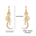 Pendientes sol y luna dorados con cristales, dimensiones 6,5 cm largo y 2 cm ancho info - Pendientes DNXE07505 / Dorado