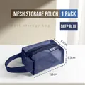 Mini dark blue nylon mesh organizer bag with single zipper and handle, 11x6.5x5.5cm - 11x6.5x5.5cm / Dark Blue