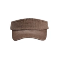 Macro detail of dark brown washed cotton visor showing fabric texture and neat stitching - Coffee