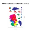 Regenbogen Graffiti wasserfeste temporäre Tattoo Aufkleber mit bunten Tinten-Farbspritzern - Graffiti Lippen & Handabdrücke Stil (HFT-001) / 14.5*21CM