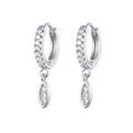 Macro shot of silver zircon drop earrings featuring a marquise cut pendant and white stones - 24K Silver Marquise