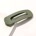 Detail view of avocado green matte finish hair clip with hollow rectangular design - Matte Hair Clip Large - Army Green