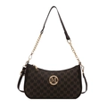 Brown monogram underarm bag with gold M-logo and adjustable chain shoulder strap - Coffee