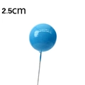 Pic à gâteau sphère bleue brillante de 2,5 cm avec finition réfléchissante pour fête - Diamètre 2.5cm / Bleu