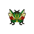 Green praying mantis insect enamel pin badge with vibrant colorful metal details - Green Yellow Red Mantis Shape (C2354-5)