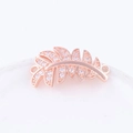 Rose gold feather connector with clear cubic zirconia for bracelets and necklaces - Rose Gold Zirconia Leaf (L0527-C)