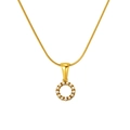Gold plated stainless steel snake chain necklace with a circular pearl pendant - O (S-P149-O)