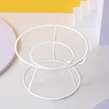 Minimalist white metal wire elevated pet bowl stand featuring a dual-ring stable design - Single Stand / White