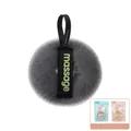 Grauer Donut-Massage-Badeball aus hochdichter PE-Faser mit schwarzer Aufhängeschlaufe - Kaltgrau-Exquisite Verpackung