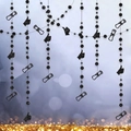 Detail of black glitter graduation party banners with scroll and star patterns - Black (Scroll Thumbs Up)