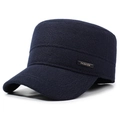 Gorra militar azul marino para hombre con forro polar y placa metálica dorada de moda - Ajustable / Azul marino