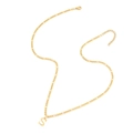 Gold stainless steel Figaro chain necklace with letter S pendant shaped into a heart - S